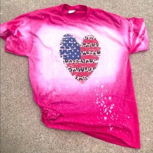 American Flag Heart Bleached Shirt